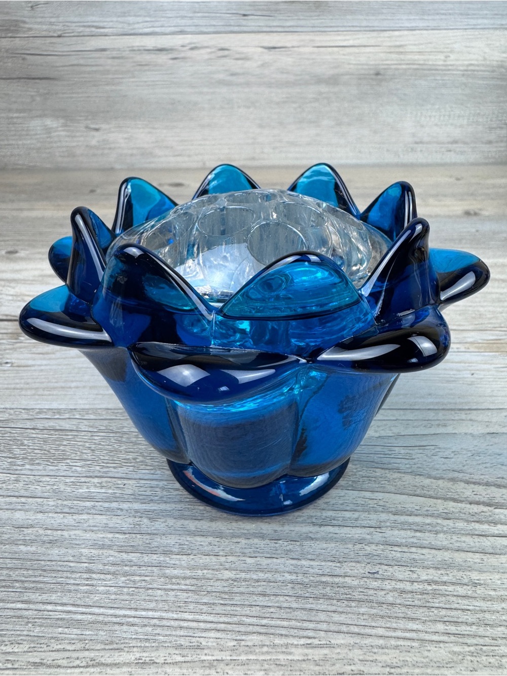 Vintage Viking Art Glass Epic 1507 Frog Artichoke Flowerlite MCM 1968